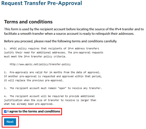 Submit IPv4 Pre-approval request in MyAPNIC